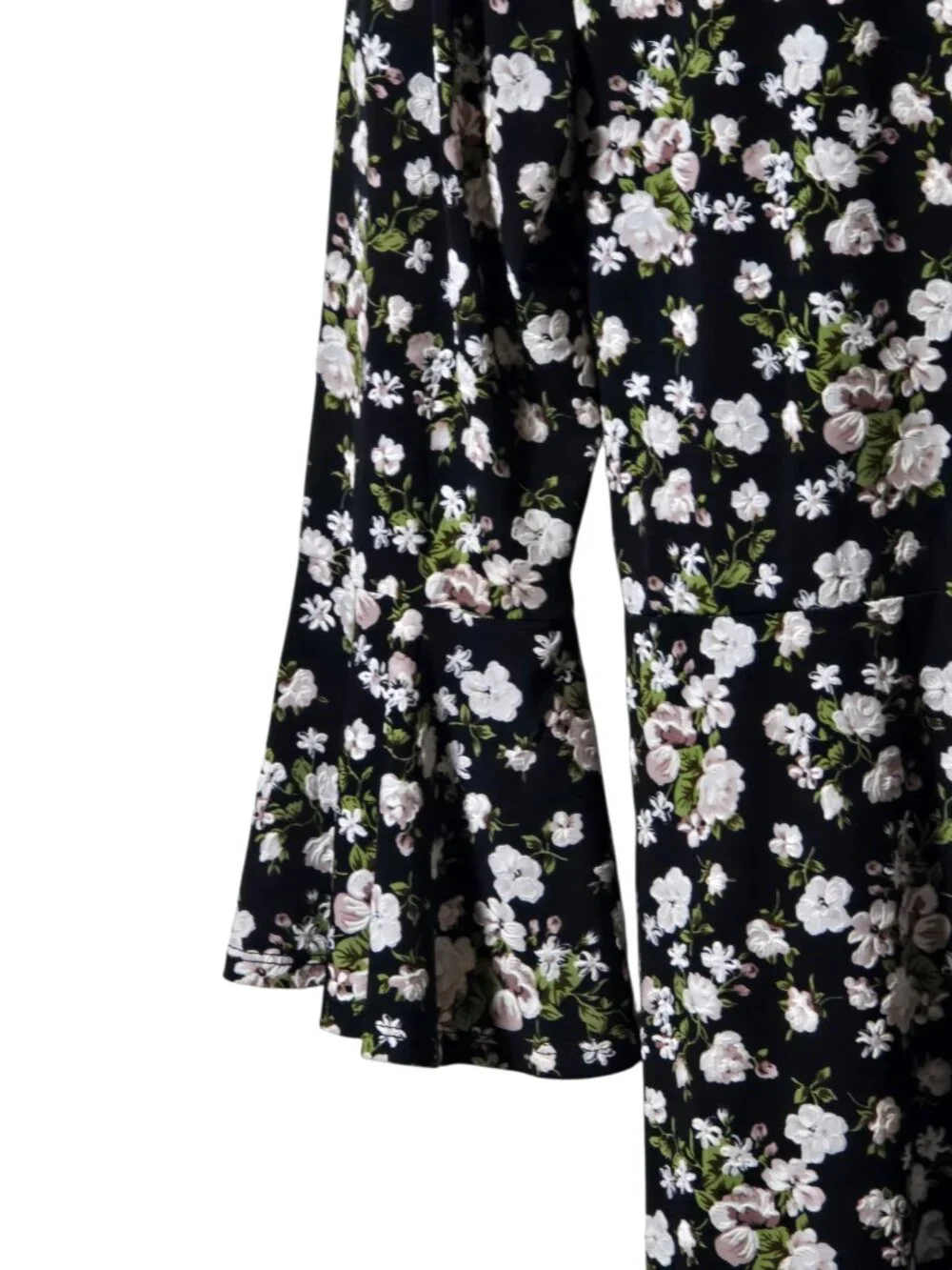 Signature by Robbie Bee PL Black Floral Faux Wrap Dress Petite Large Ruffle Hem